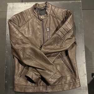 H&M Men's Brown Leather Jacket